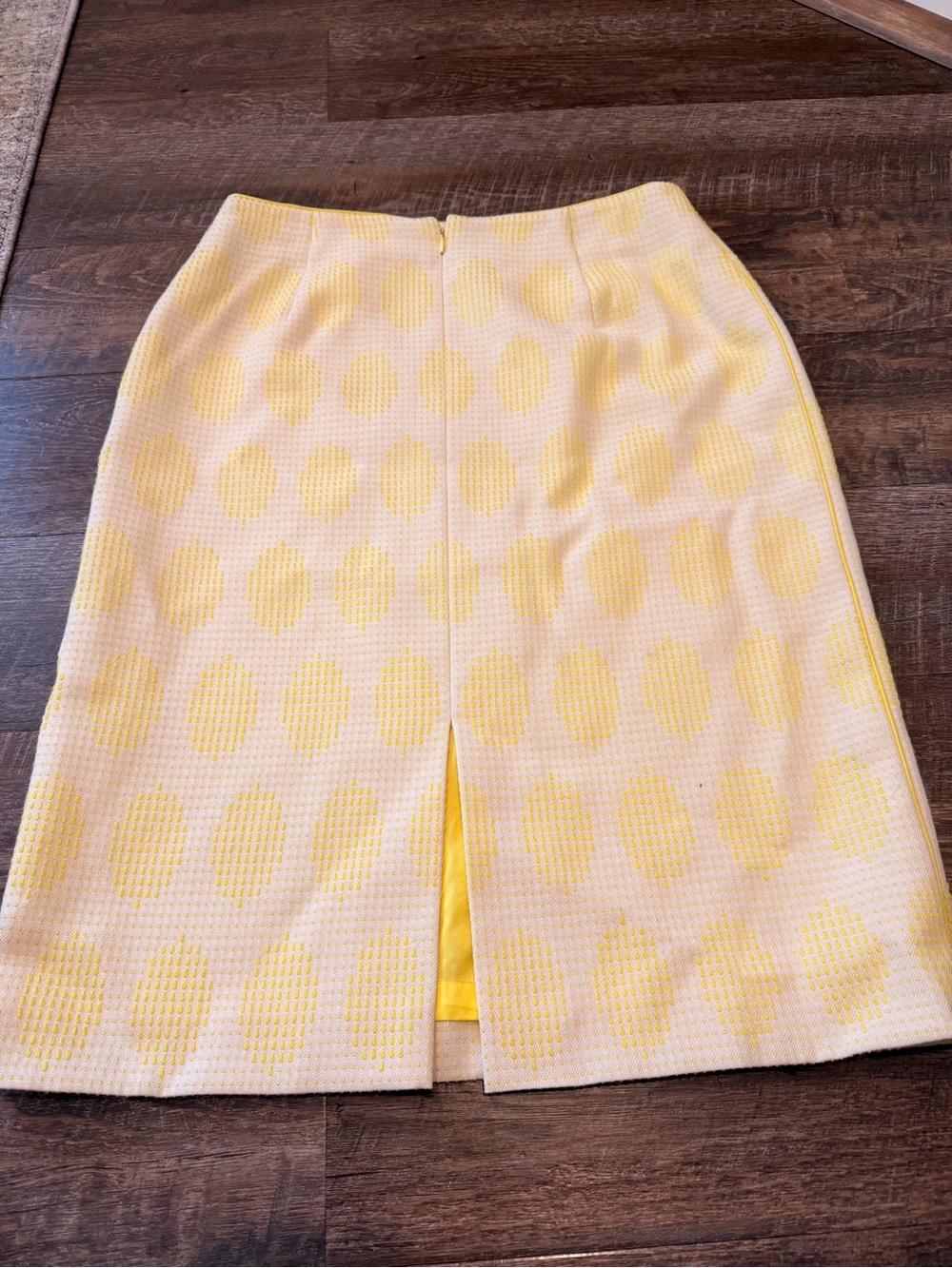 Louis Féraud Yellow Textured Wool Pencil Skirt Size US 10 vintage - Picture 6 of 7